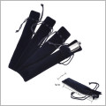 Bolsa de terciopelo de suave pluma negra con línea, bolsa de regalo de pluma de terciopelo